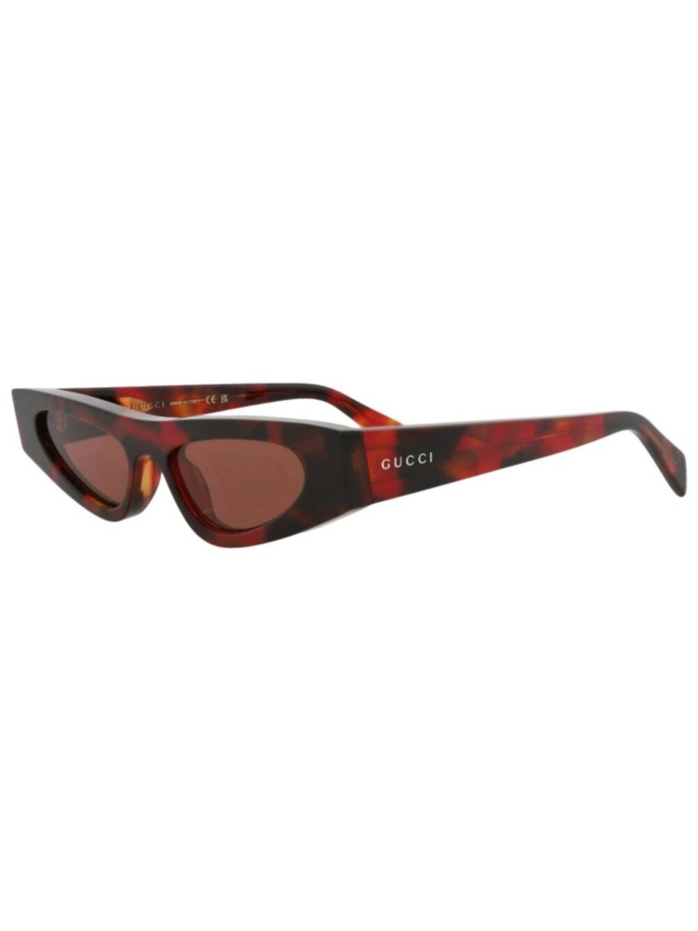 New Gucci Women's Sunglasses Cat Eye Recycled Acetate Frame Havana Havana Brown